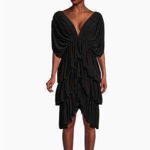 Norma Kamali Black Tiered Dress - 4-Tiered Butterfly Knee-Length Dress